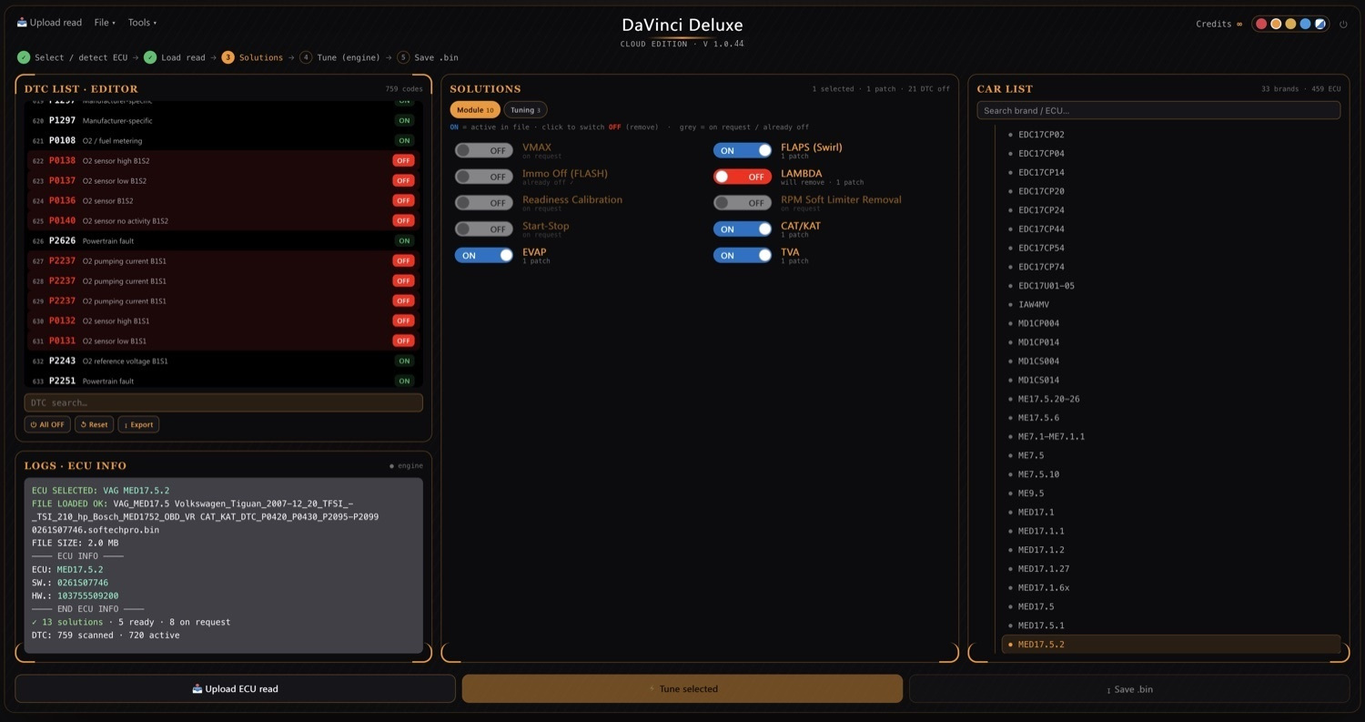 Interfaccia DaVinci Deluxe Cloud Edition V1.0.44